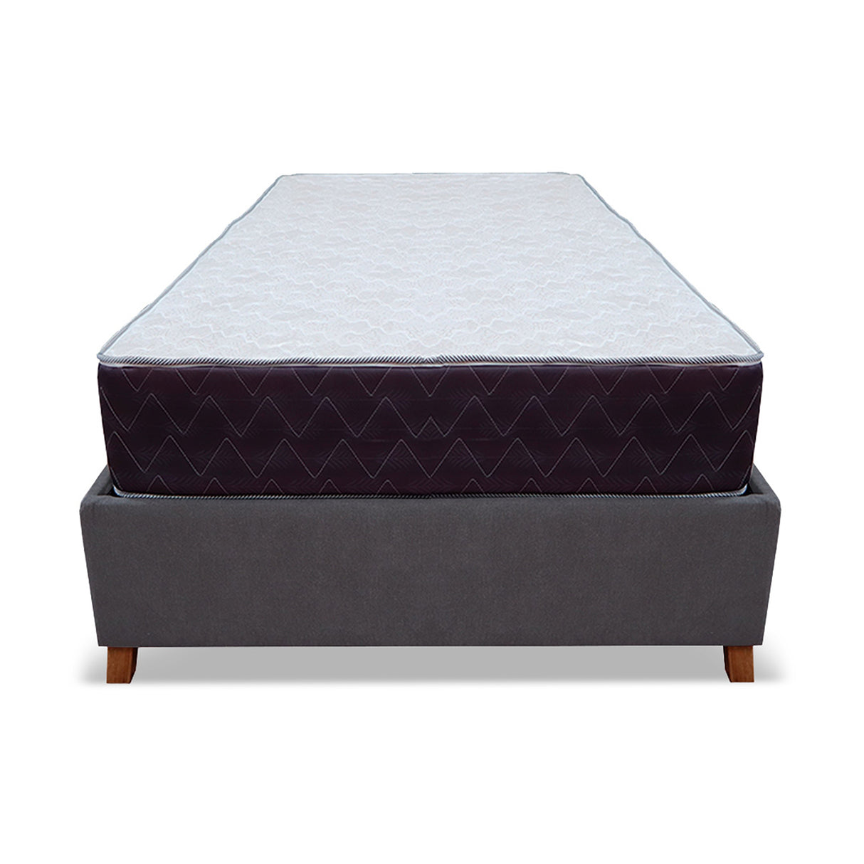 Combo Base Cama y Colchón Coleccion 1 Gris Oscuro y Cenizo Blanco Sencillo 100 X 190 Cm - Camas | Bylmo