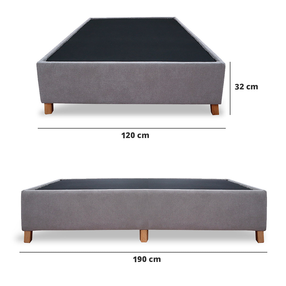 Base Cama Coleccion 1 Gris Claro Semidoble 120 X 190 Cm Con Patas - Camas | Bylmo