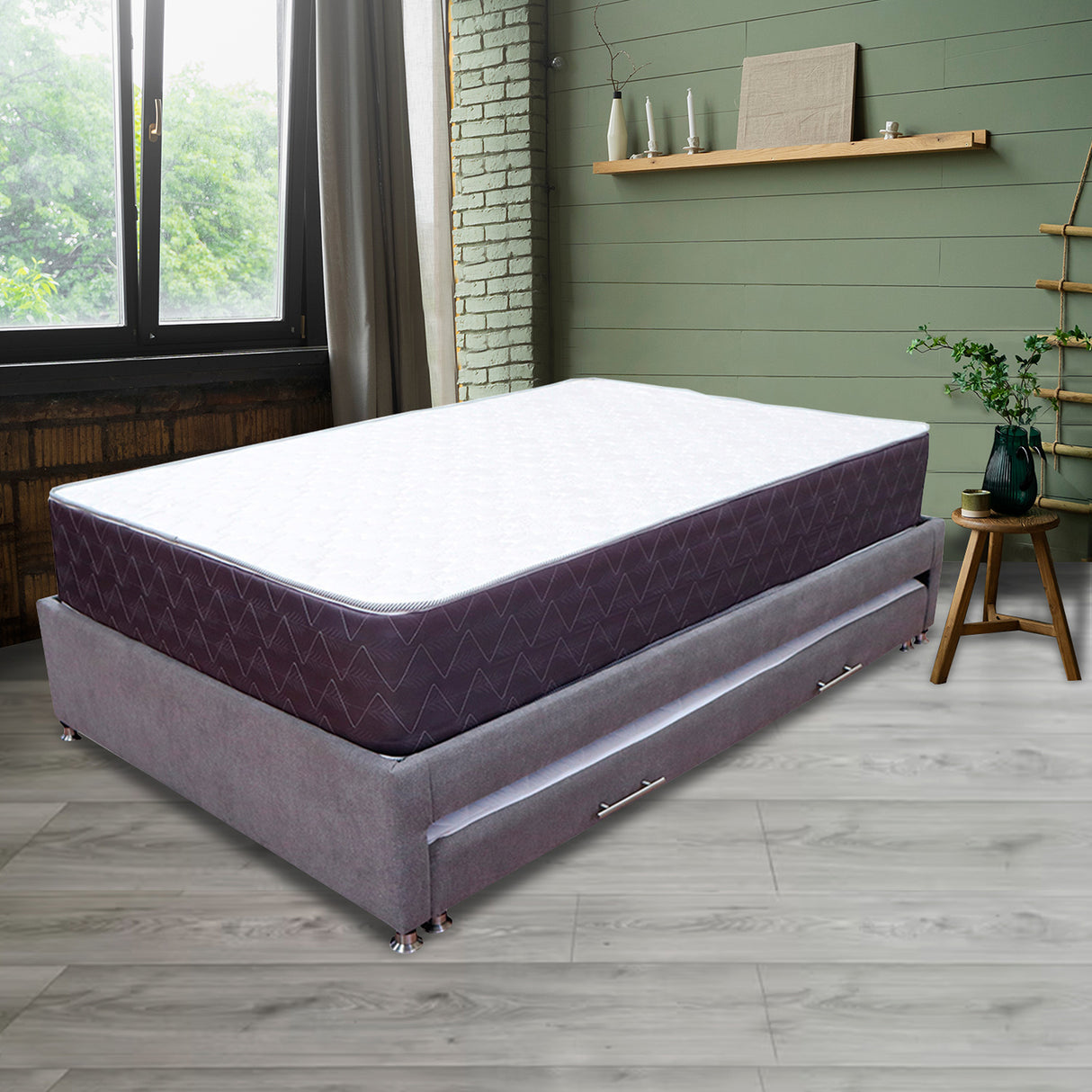 Cama Tarima Coleccion 1 Gris Claro Semidoble 120 X 190 Cm Con Patas - Camas | Bylmo
