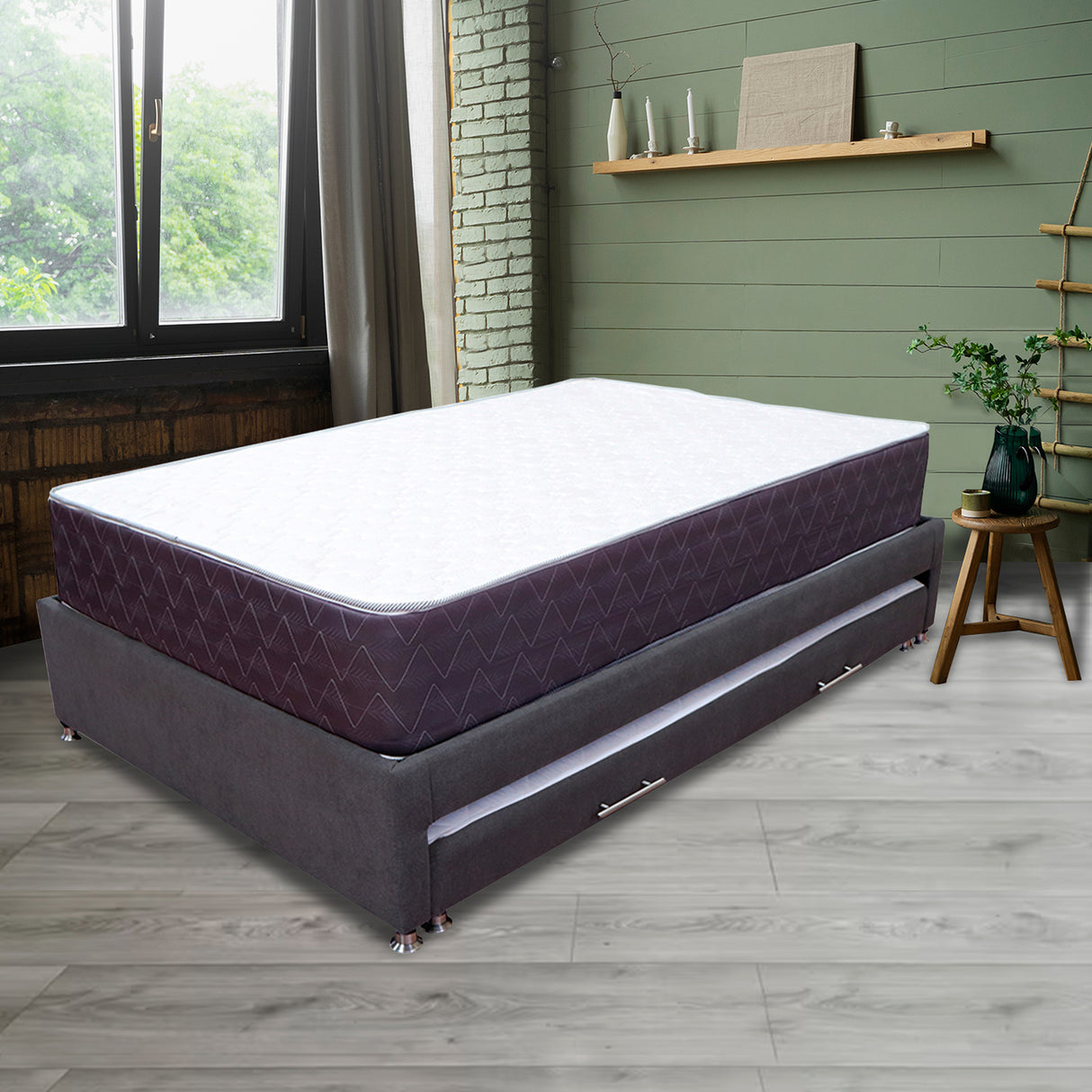 Cama Tarima Coleccion 1 Gris Oscuro Doble 140 X 190 Cm Con Patas - Camas | Bylmo