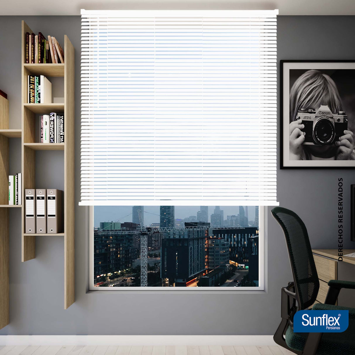 Persiana Horizontal Blanco 160x140cm de Soporte Propio - Cortinas y Persianas | Bylmo