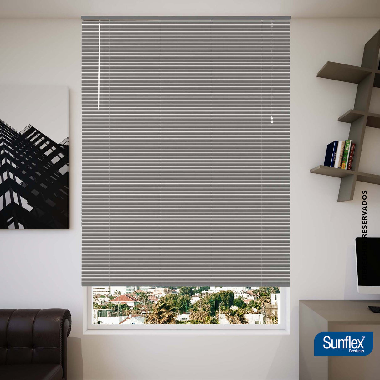 Persiana Horizontal Plata 140x140cm de Soporte Propio - Cortinas y Persianas | Bylmo