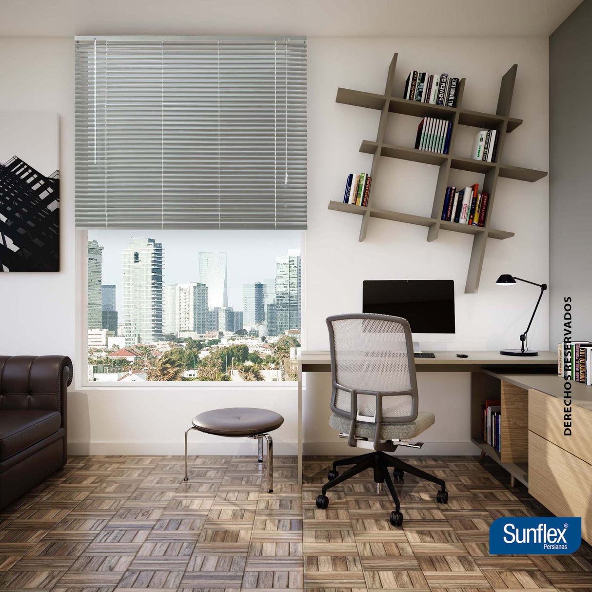 Persiana Horizontal Plata 160x140cm de Soporte Propio - Cortinas y Persianas | Bylmo