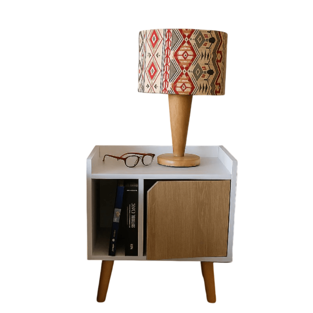 Mesa de Noche Dreams Blanco y Vienes 45x50cm Con Patas - Mesas de Noche | Bylmo