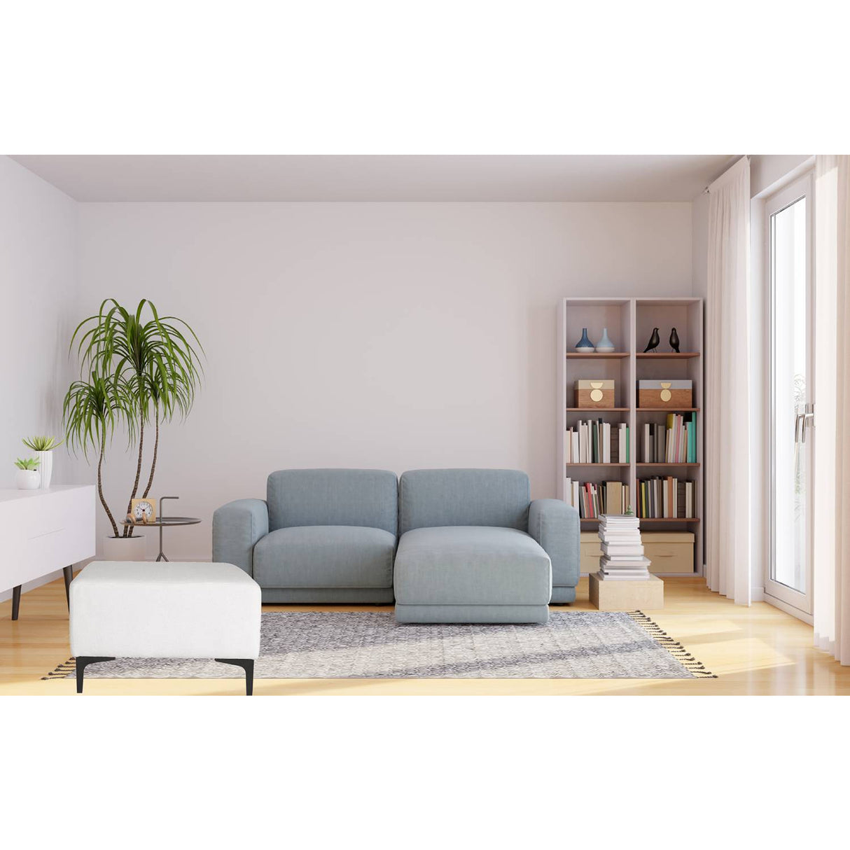 Puff Blanco 60x43cm Cuadradro - Sillas y Butacos | Bylmo