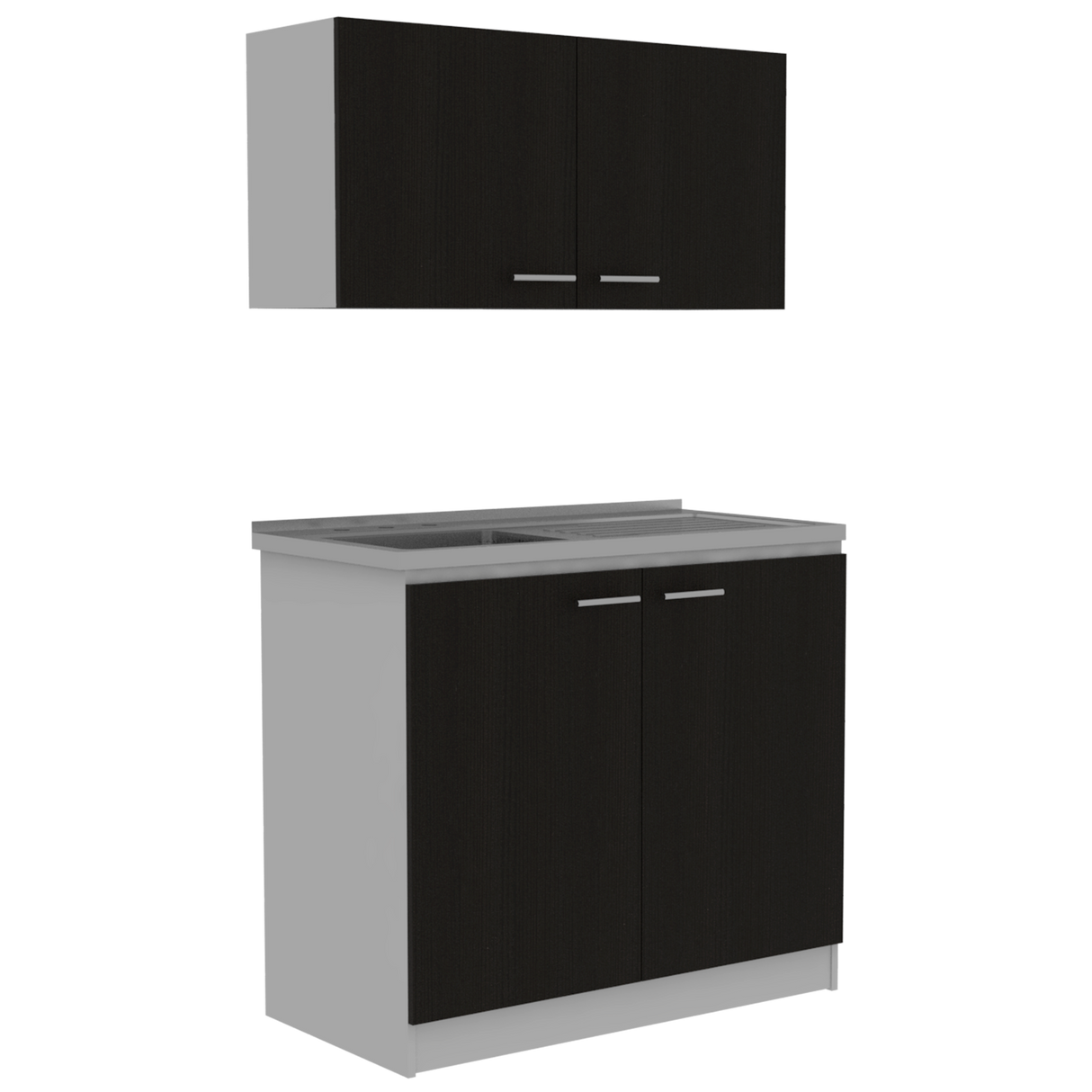 Cocina Napa Wengue y Blanco 100x49cm Con Mesón Pozuelo Izquierdo y Sin Estufa - Cocinas | Bylmo