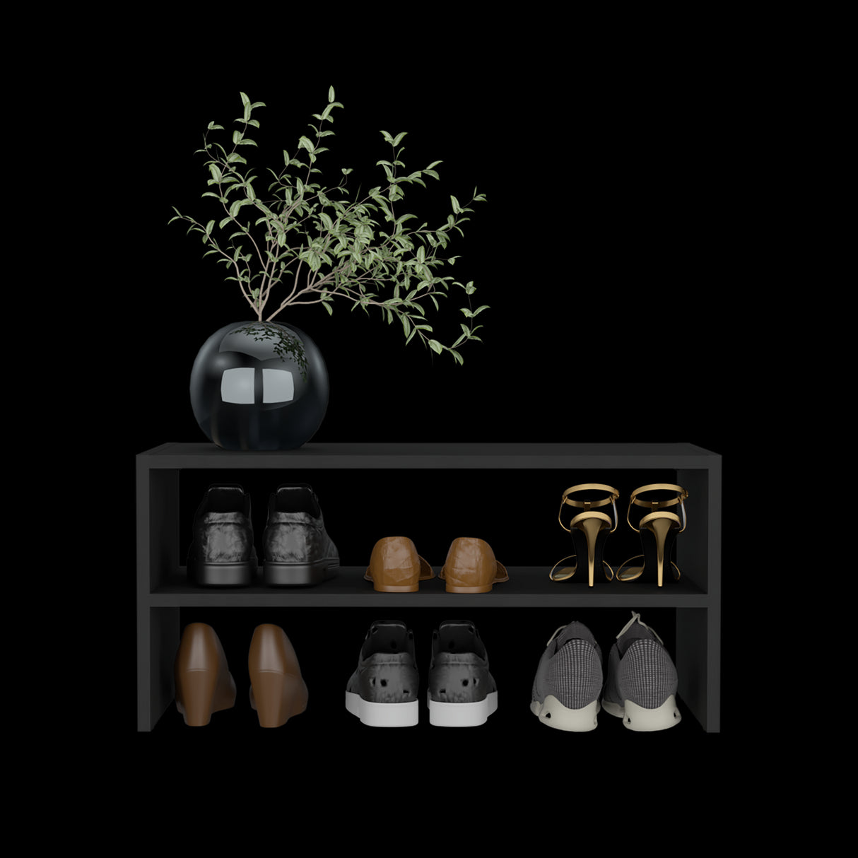 Zapatero Horizontal Silpa Wengue 72x34.9cm Apilable de Dos Niveles - Zapateros | Bylmo