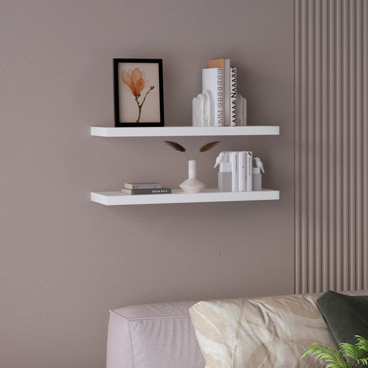 Set X 2 Repisas Rectangular Blanco 80x3.8cm Flotante - Repisas y Percheros | Bylmo