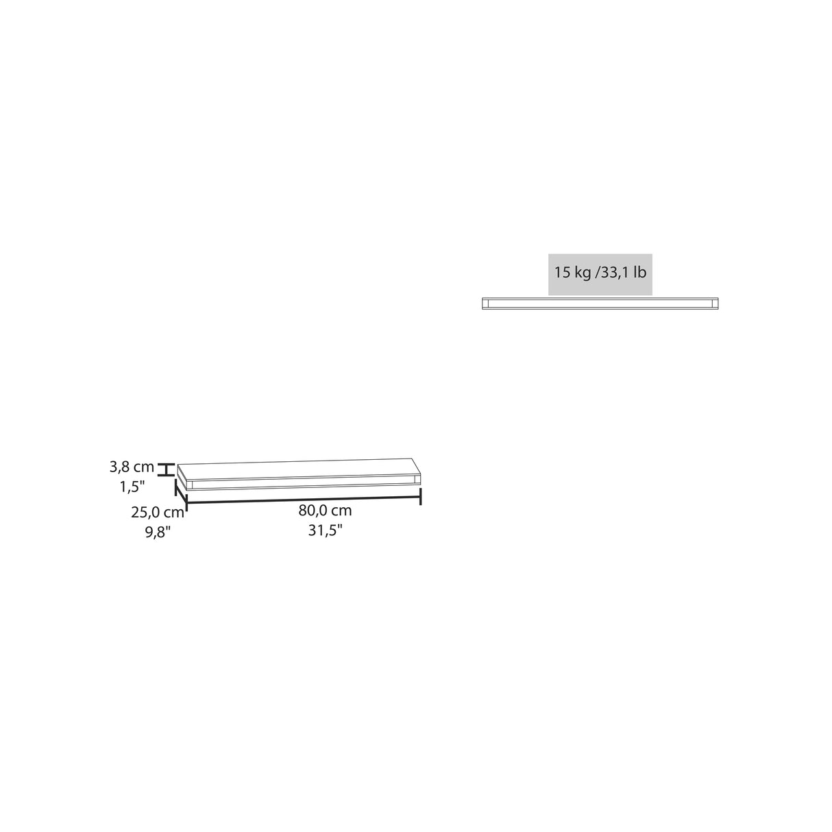 Set X 2 Repisas Rectangular Blanco 80x3.8cm Flotante - Repisas y Percheros | Bylmo