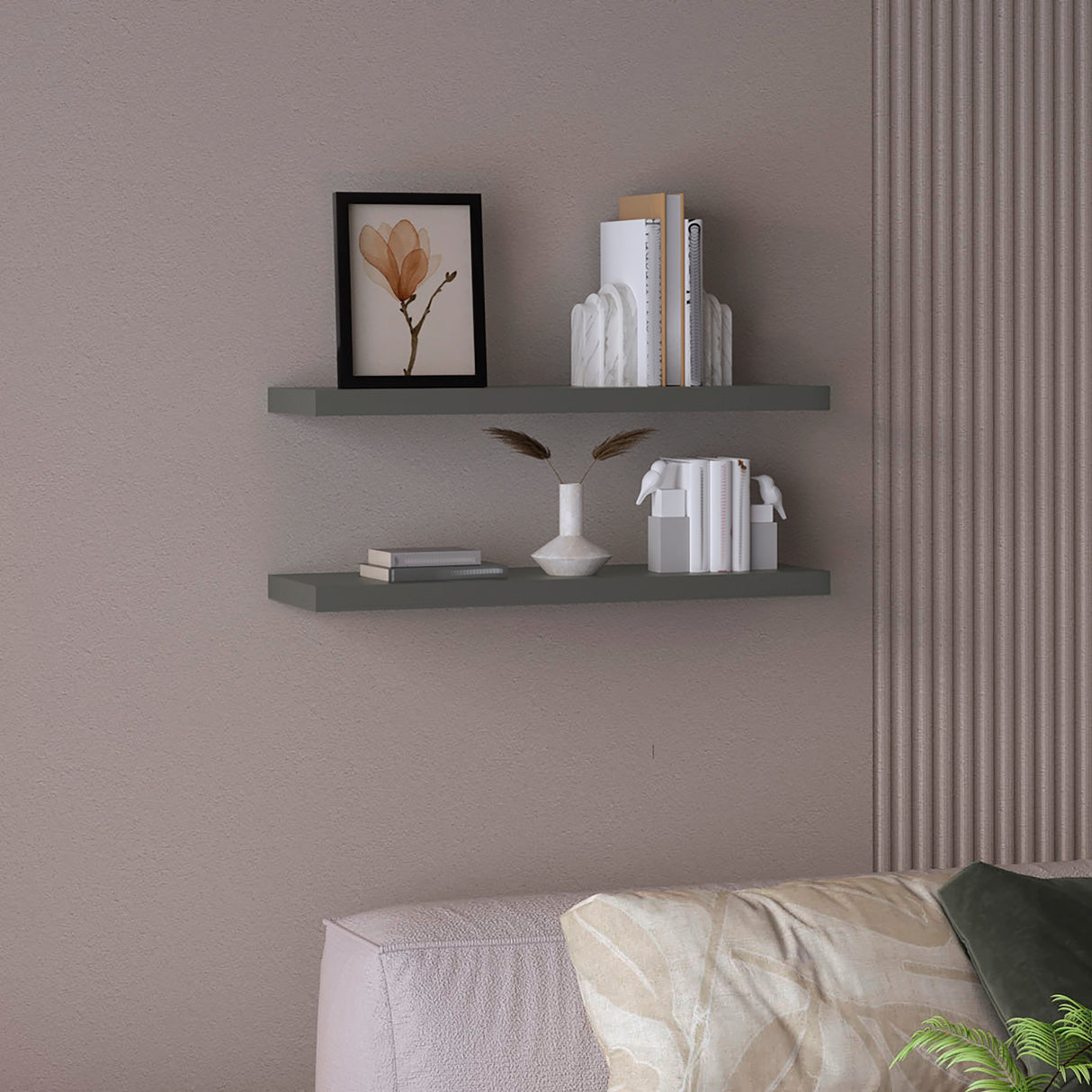 Set x 2 Repisas Rectangular Plomo 80x3.8cm Flotante - Repisas y Percheros | Bylmo