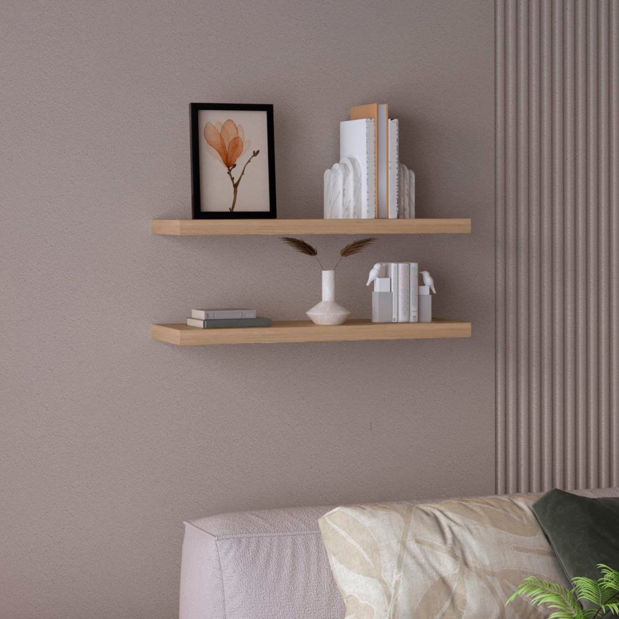 Set x 2 Repisas Rectangular Rovere 80x3.8cm Flotante - Repisas y Percheros | Bylmo