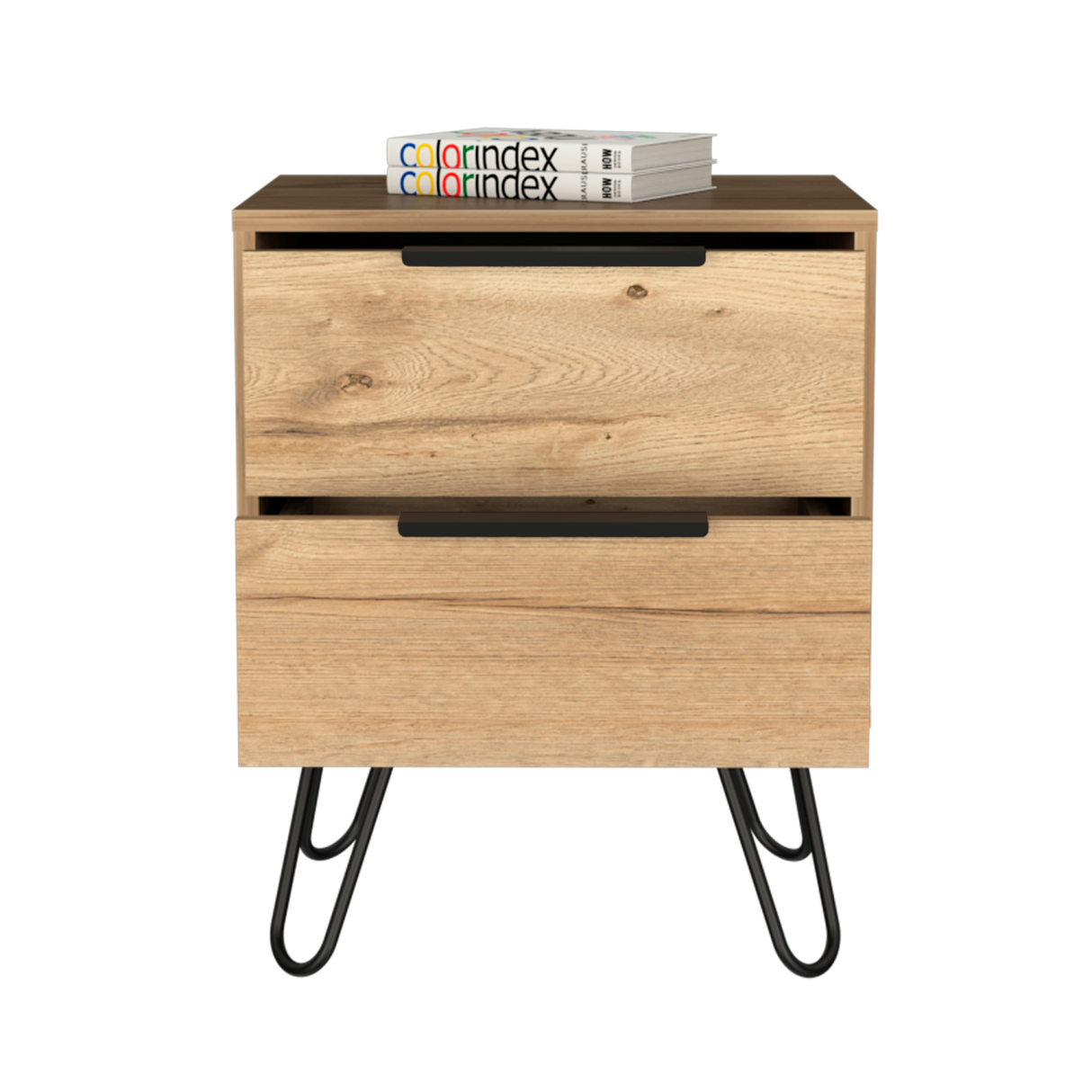 Mesa de Noche Augusta Duna 45x57cm Con Dos Cajones y Patas - Mesas de Noche | Bylmo