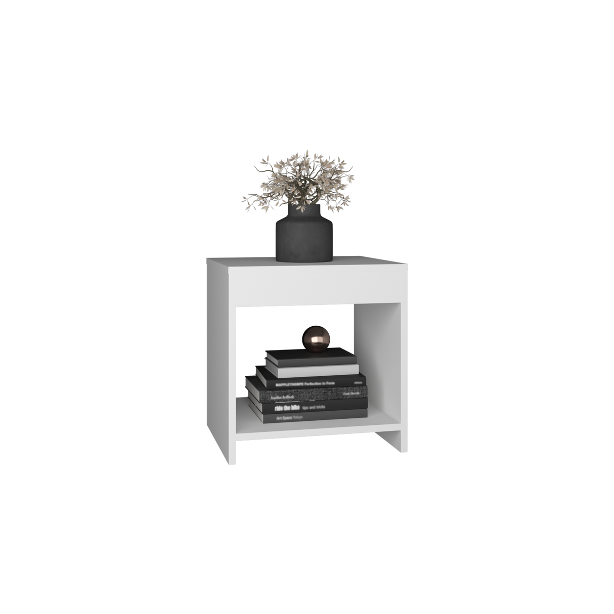 Mesa de Noche Chroma Blanco 40x42.1cm Con Compartimiento - Mesas de Noche | Bylmo