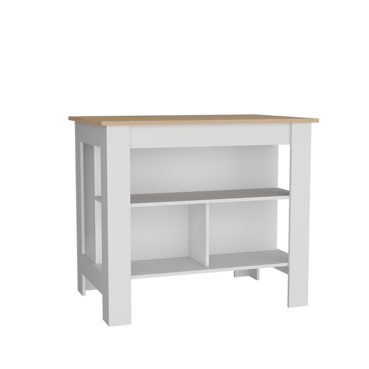 Isla de Cocina Cala Rovere y Blanco 103x90cm Con Tres Entrepaños y Patas