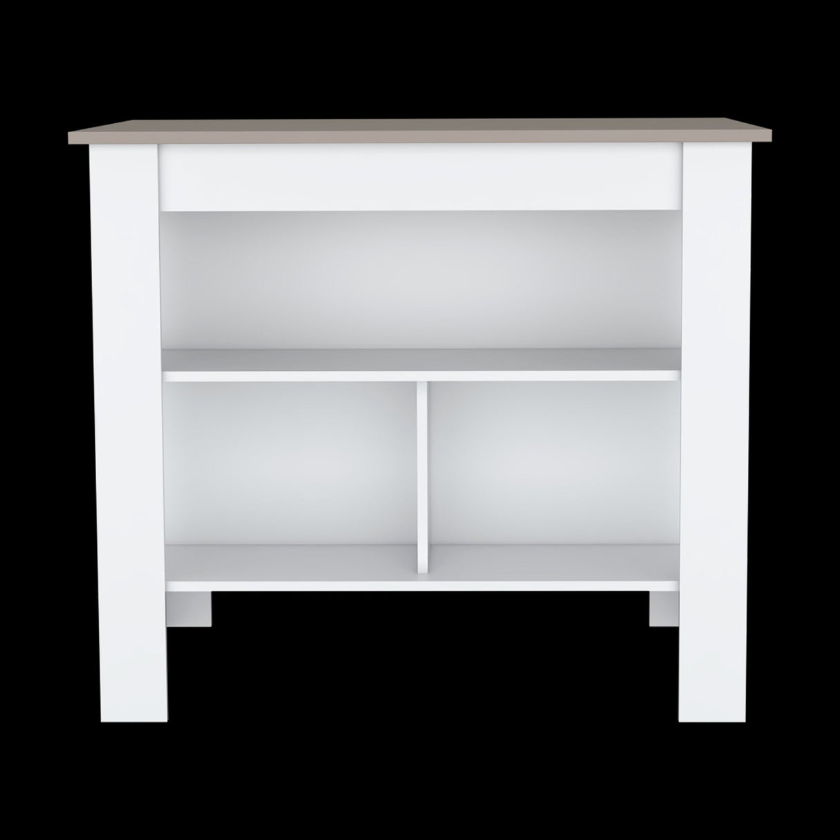 Isla de Cocina Cala Taupe y Blanco 103x90cm Con Tres Entrepaños y Patas - Barras y Muebles Auxiliares | Bylmo