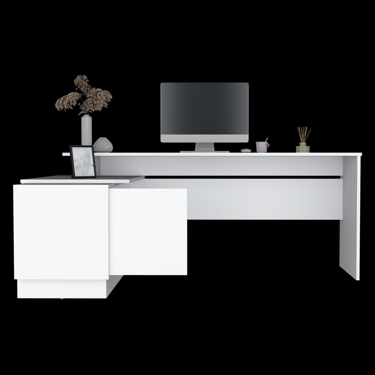 Escritorio en L Emery Blanco 179x71.15cm Con Entrepaño Interno - Escritorios | Bylmo