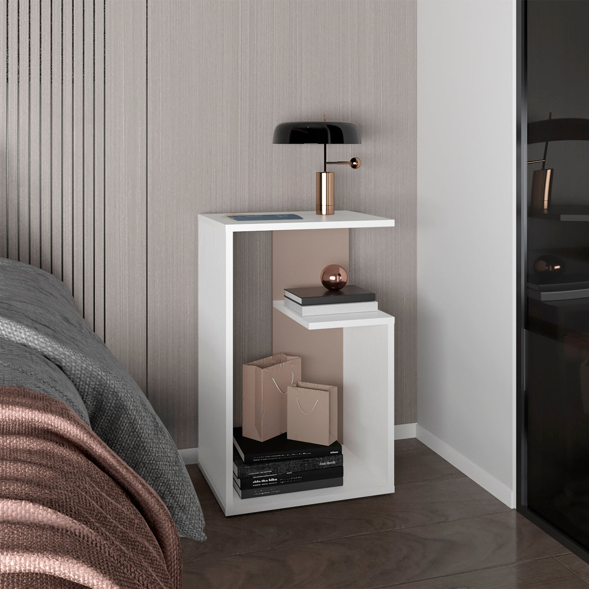 Mesa de Centro Everett Blanco y Taupe 39.8x63.4cm Rectangular - Mesas de Centro | Bylmo