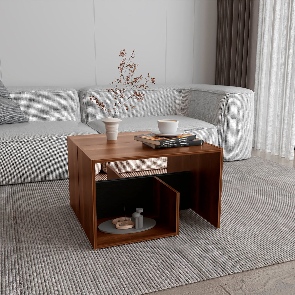 Mesa de Centro Everett Caramelo y Wengue 39.8x63.4cm Rectangular - Mesas de Centro | Bylmo