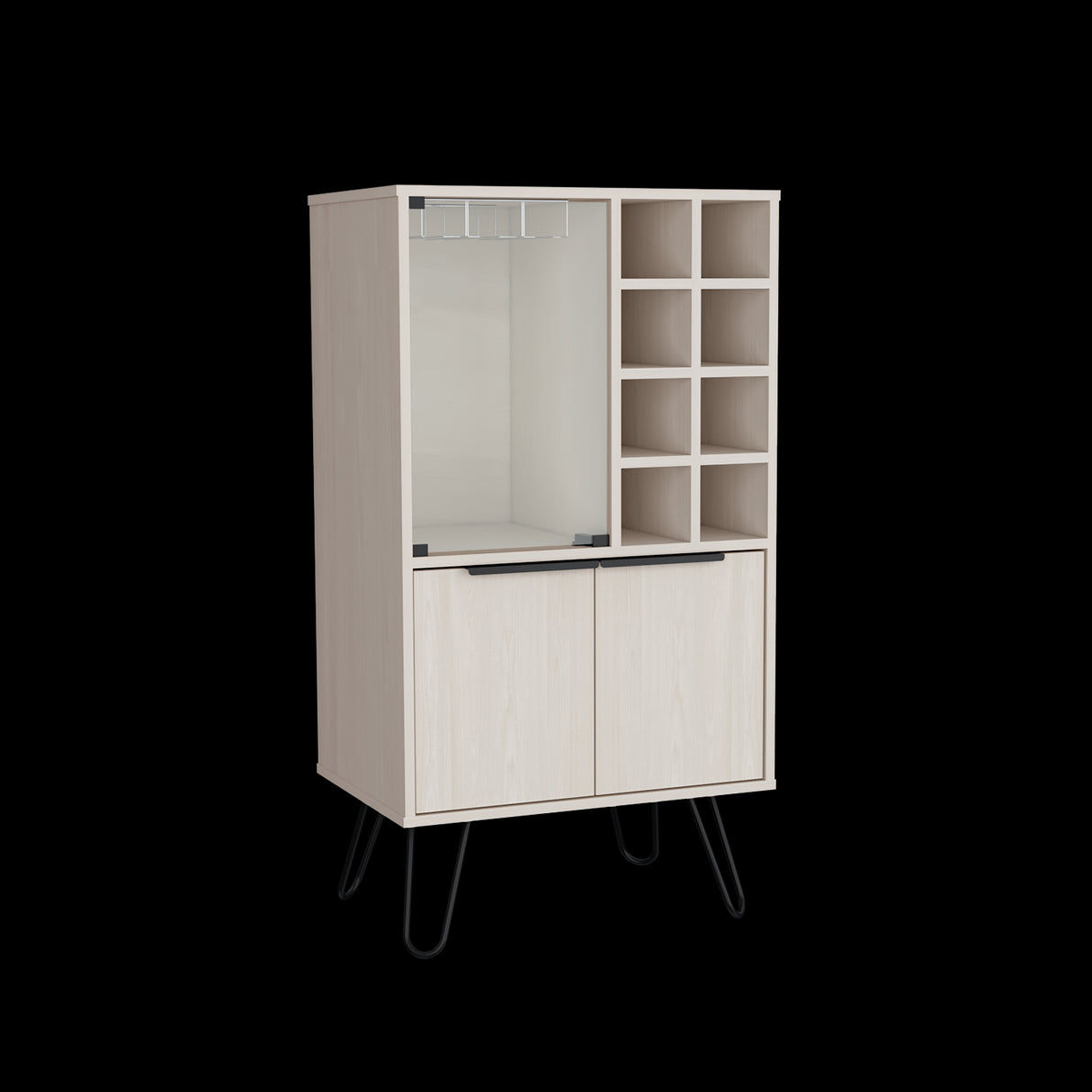 Bar Bajo Aster Niebla 59.6x109.4cm Con Patas y Ocho Portabotellas - Bares | Bylmo