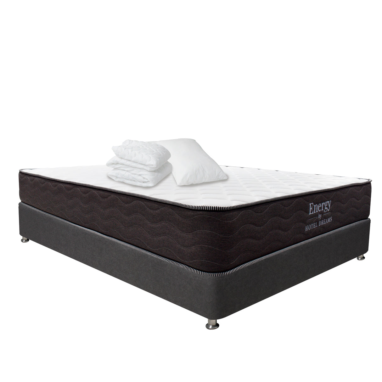 Combo Colchón y Base Cama Energy Blanco y Gris Grafito Sencillo 100 X 190 Cm Medio Firme Ortopedico - Colchones | Bylmo