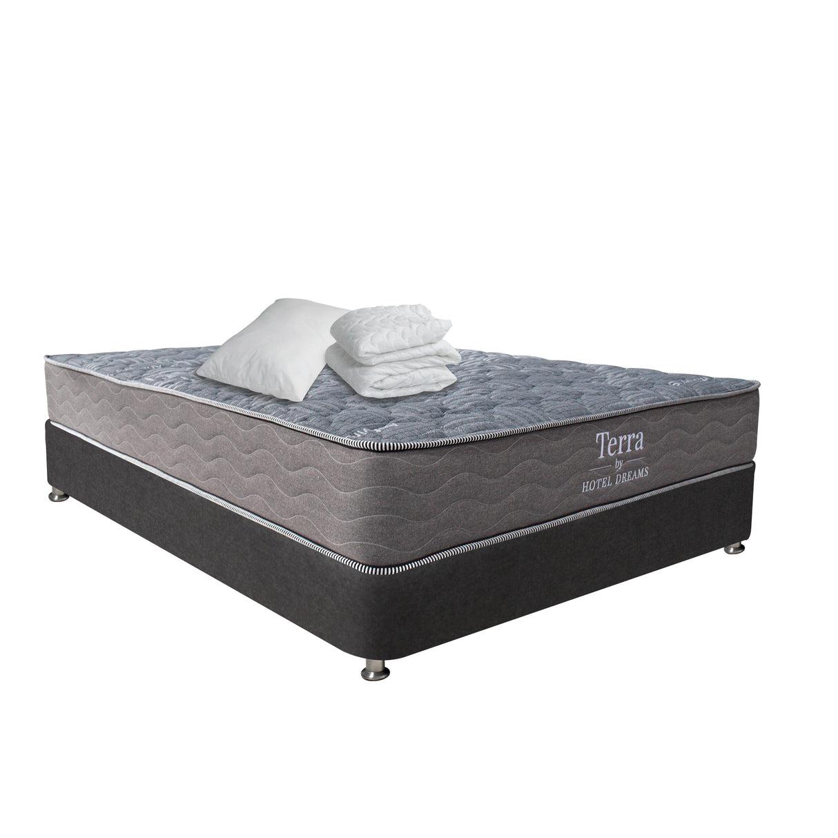 Combo Colchón y Base Cama Terra Gris Claro y Gris Grafito Sencillo 100 X 190 Cm Medio Firme Ortopedico - Colchones | Bylmo