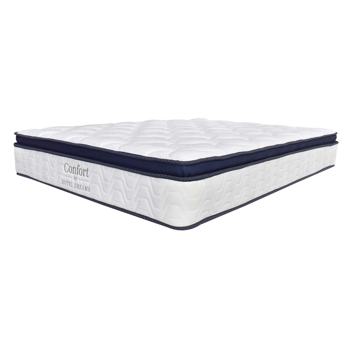 Combo Colchón y Base Cama Confort Blanco y Azul Oscuro King 200 X 200 Cm Medio Firme Ortopedico - Colchones | Bylmo