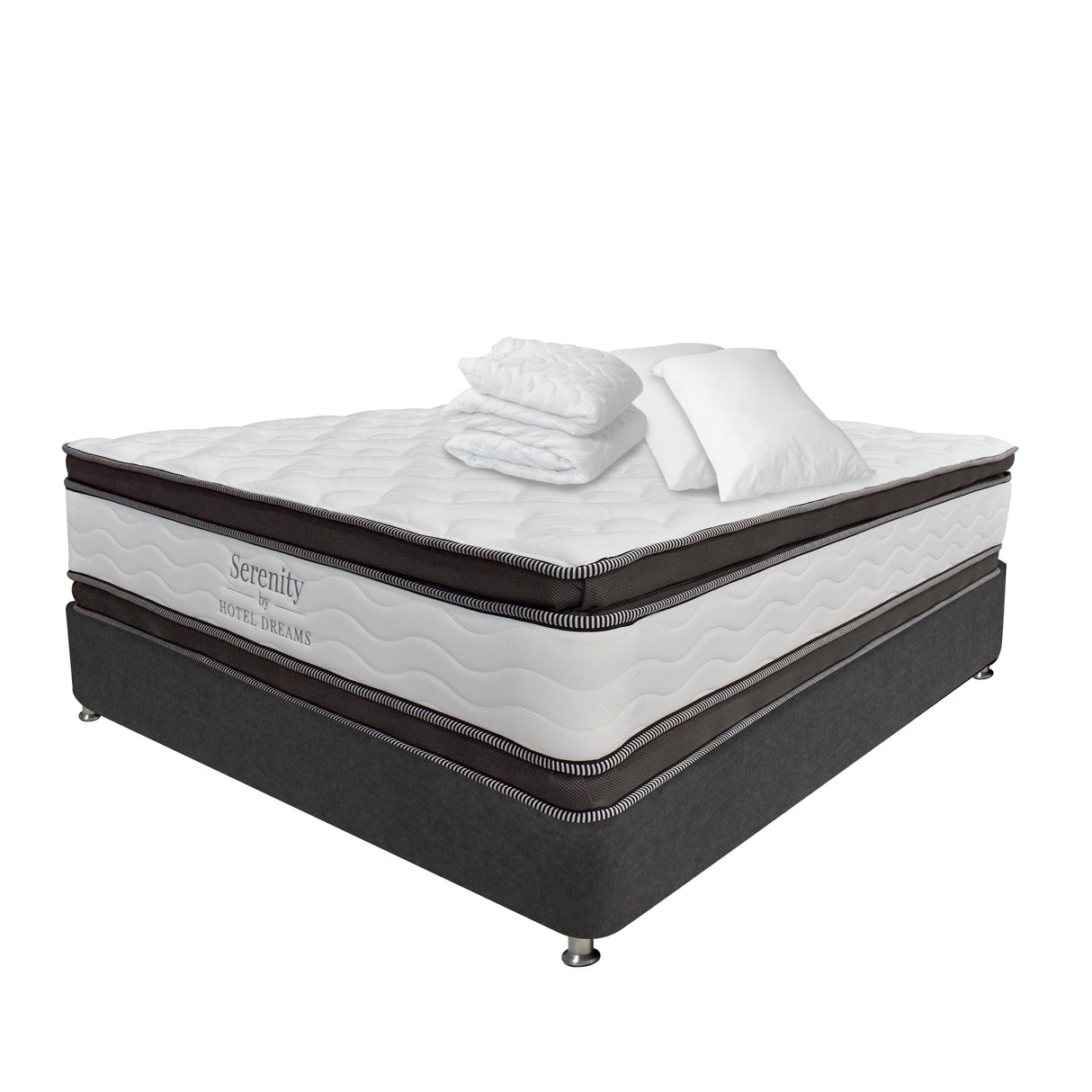 Combo Colchón y Base Cama Serenity Blanco y Gris Grafito Queen 160 X 190 Cm Medio Firme Ortopedico - Colchones | Bylmo