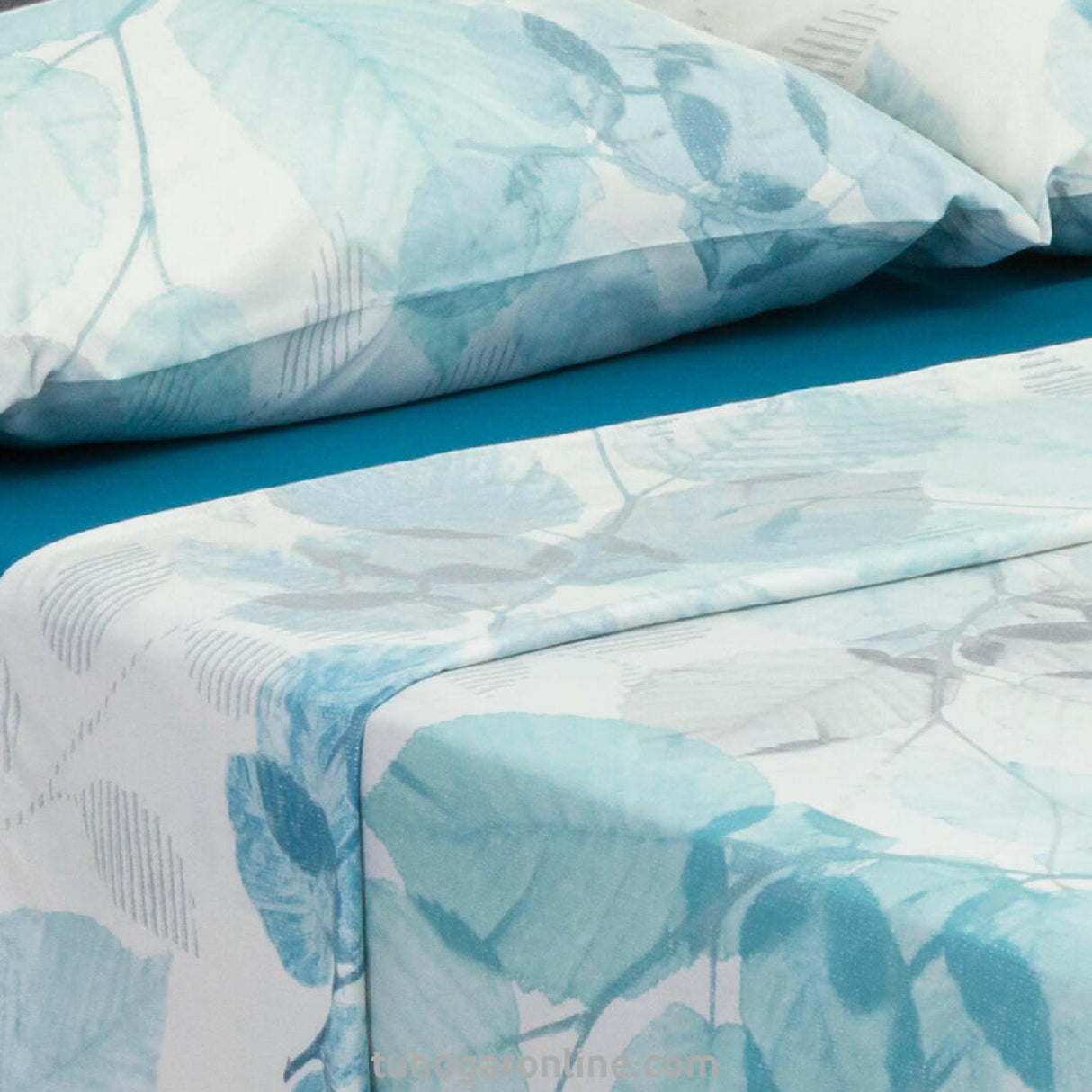Juego de Sabanas Marsella Floral Azul Turquesa - SABANAS | Bylmo