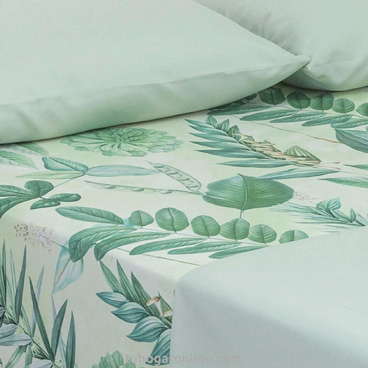 Juego de Sabanas Bruselas Floral Verde Microfibra 4 Piezas - SABANAS | Bylmo