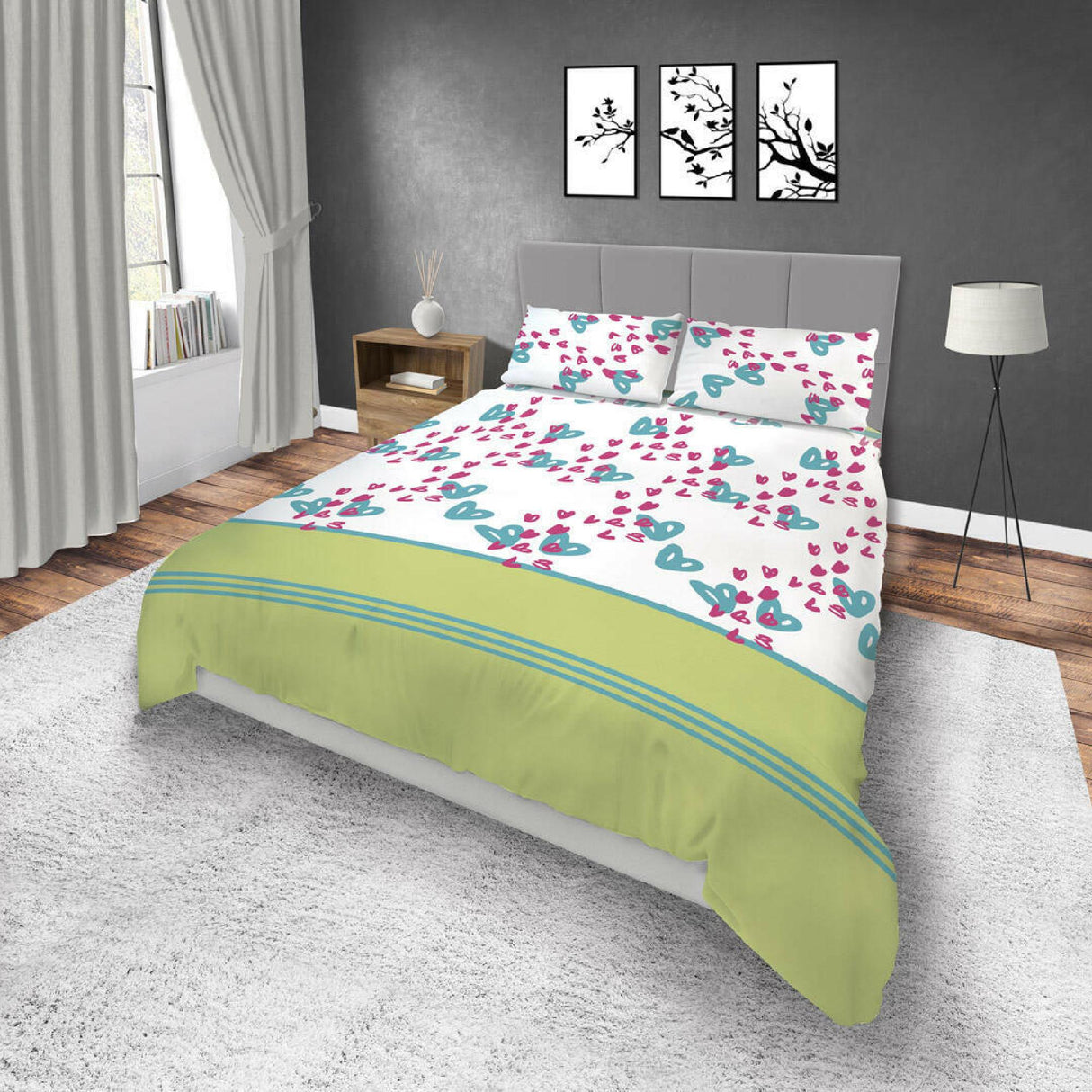 Juego de Sabanas Basic Blanco y Verde Moderno para King. - SABANAS | Bylmo