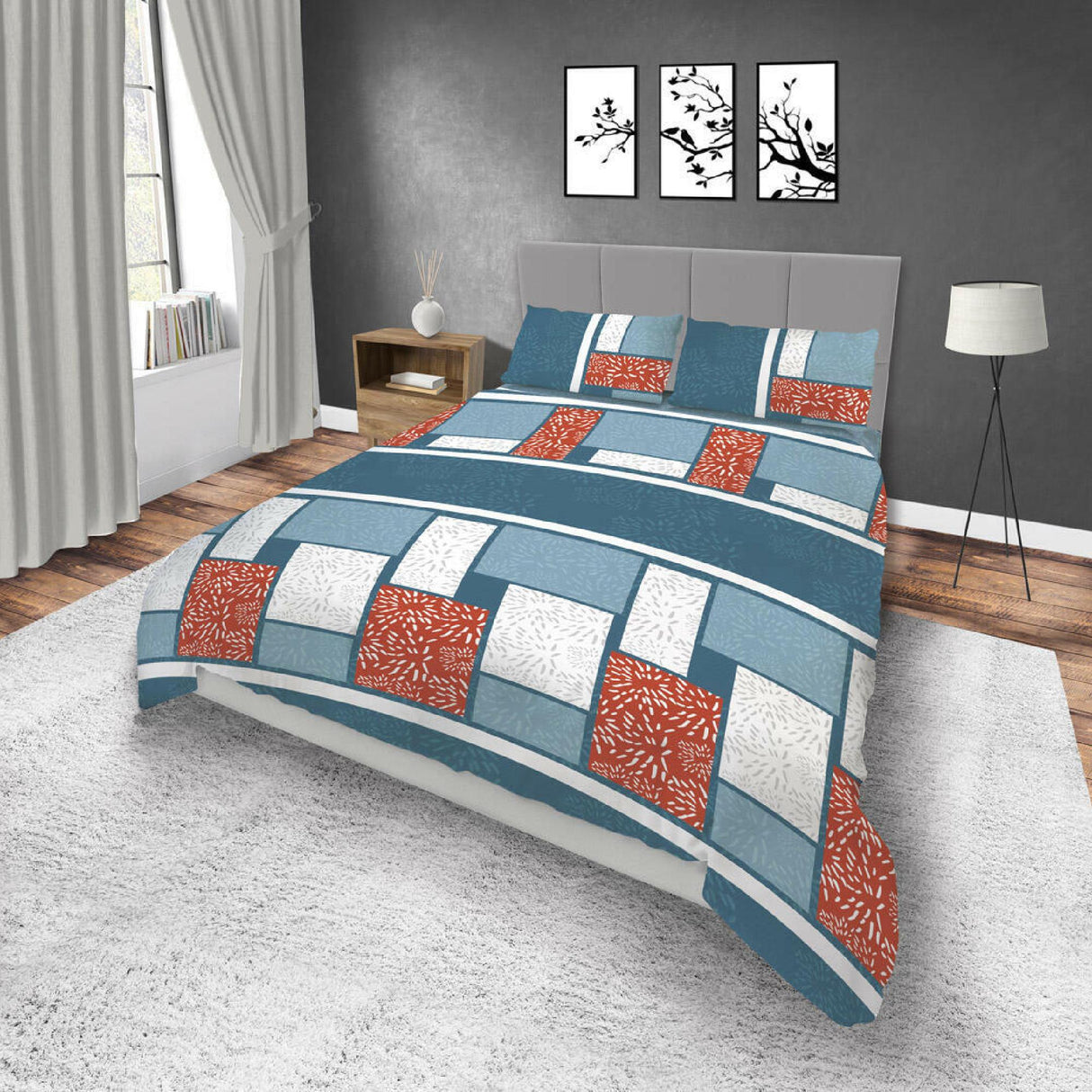 Juego de Sabanas Basic Azul y Blanco 4 Piezas King 200x200cm Moderno. - SABANAS | Bylmo