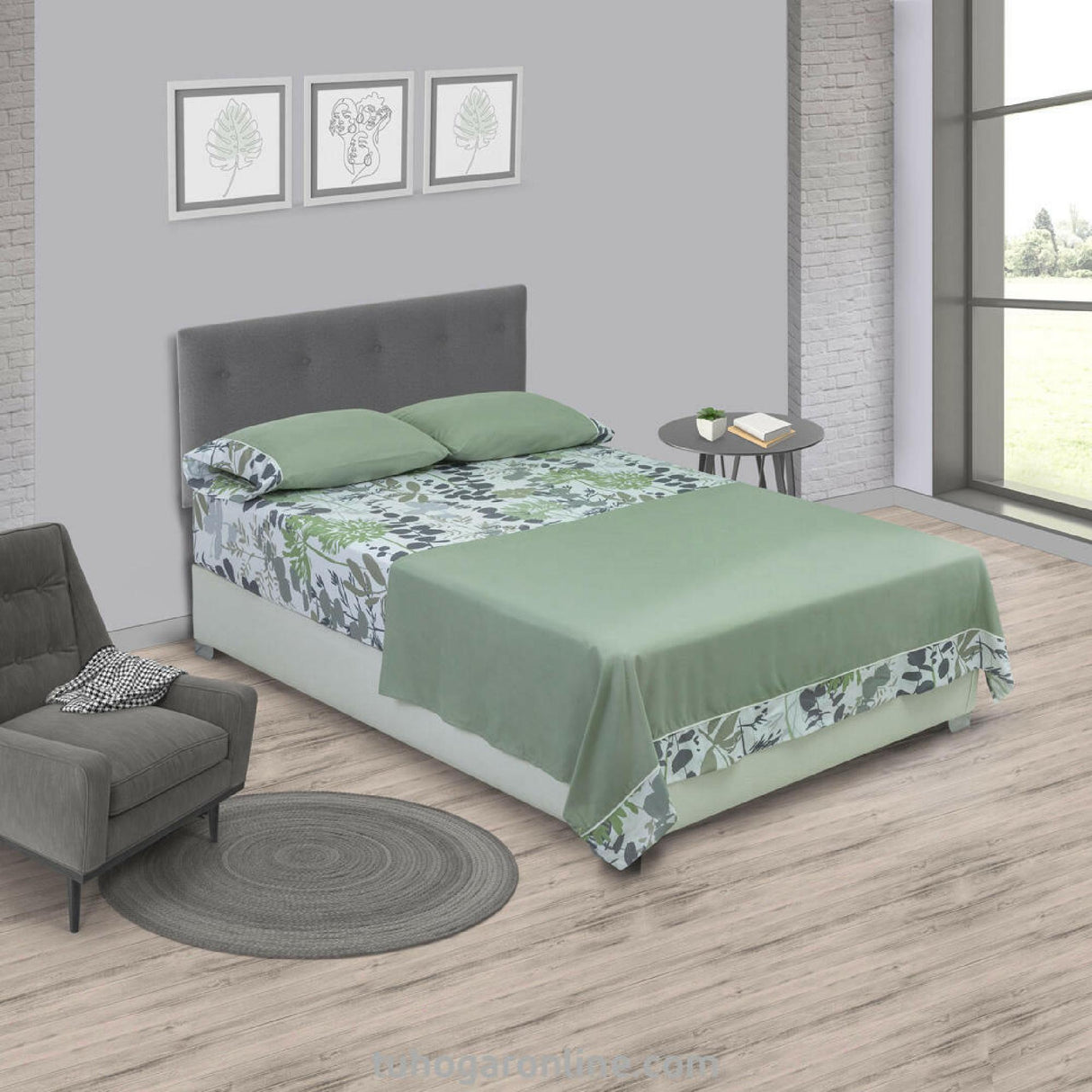 Juego de Sabanas Bruselas Microfibra Estampado Floral Gris 1.002x2 mts. - SABANAS | Bylmo