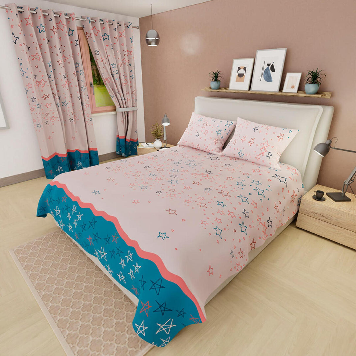 Juego de Sabanas Basic Rosado y Azul Moderno y Suave. - Sabanas | Bylmo