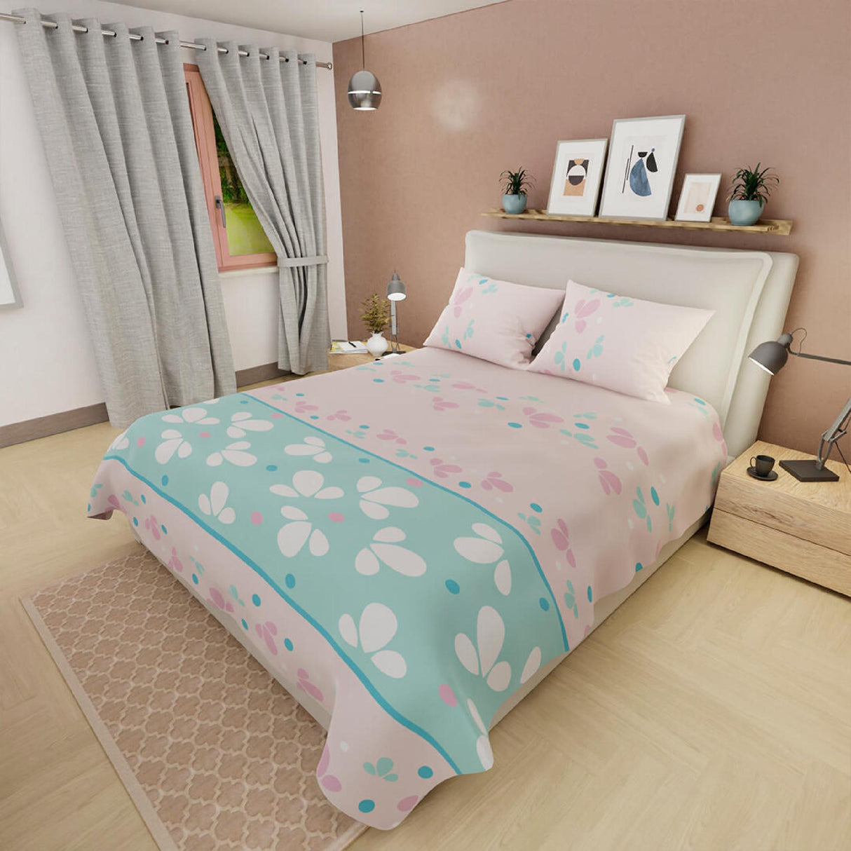 Juego de Sabanas Basic Flores 4 Piezas 140x190cm 180 Hilos - Sabanas | Bylmo