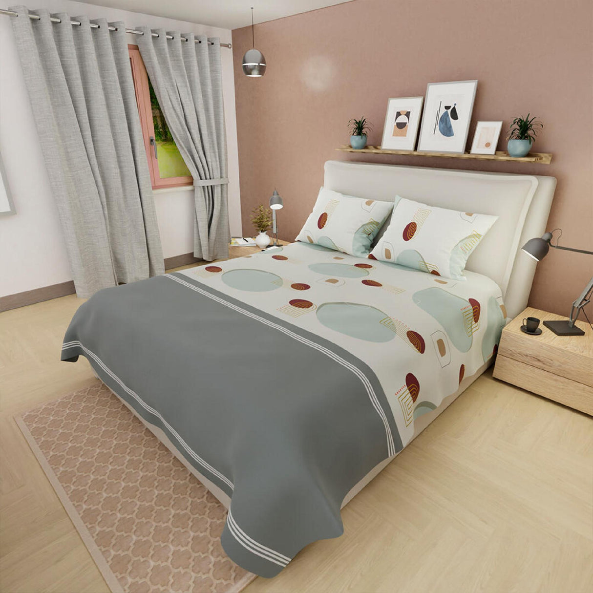 Juego de Sabanas Basic Blanco y Gris 180 Hilos - Sabanas | Bylmo