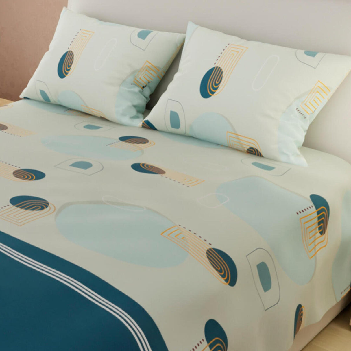 Juego de Sabanas Basic Circulos BlancoAzul 180 Hilos - Sabanas | Bylmo