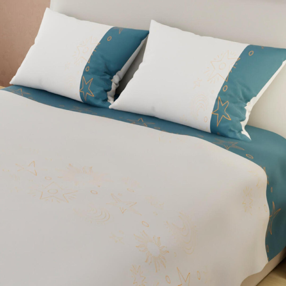 Juego de Sabanas Basic 4 Piezas BlancoAzul Suavidad Microfibra Sencillo 100x190cm - Sabanas | Bylmo