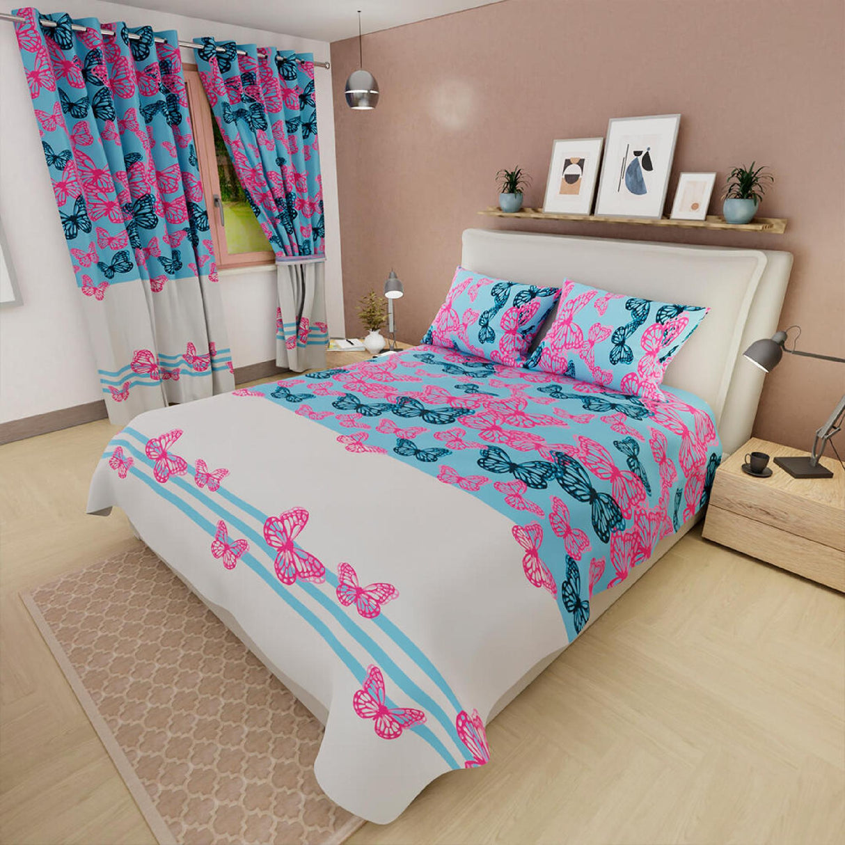 Juego de Sabanas Basic Doble Azul Claro Moderno 4 Piezas - Sabanas | Bylmo