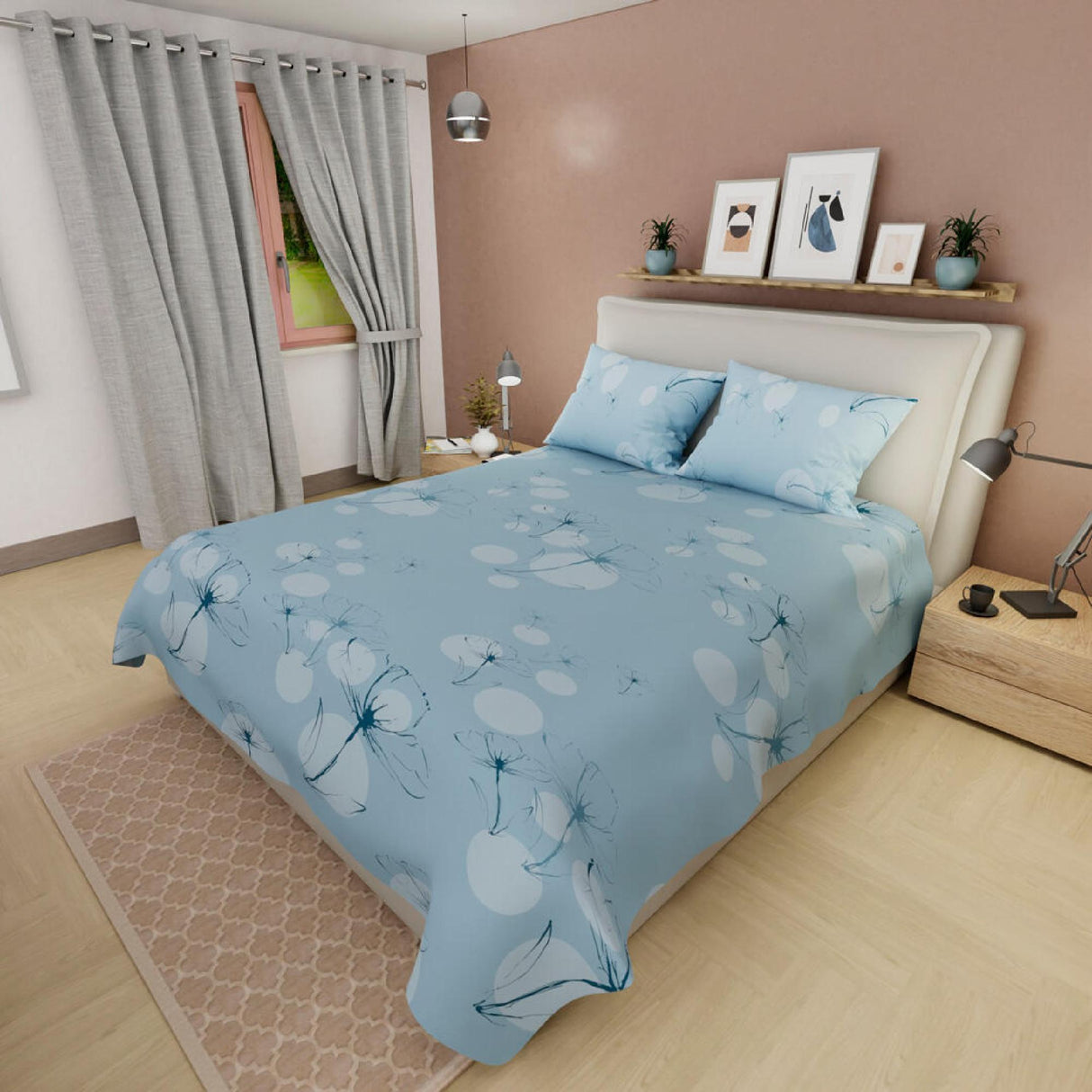 Juego de Sabanas Basic Azul Claro Suavidad y Durabilidad 160x190cm - Sabanas | Bylmo