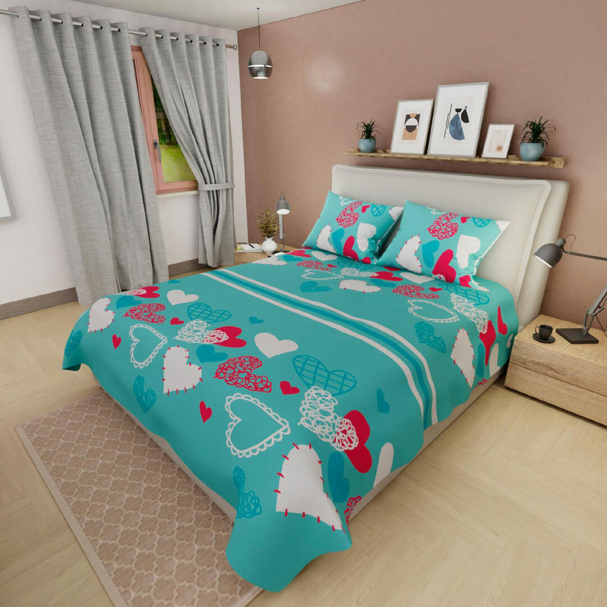 Juego de Sabanas Basic Celeste Moderno 4 Piezas 160x190 cm 180 Hilos - Sabanas | Bylmo