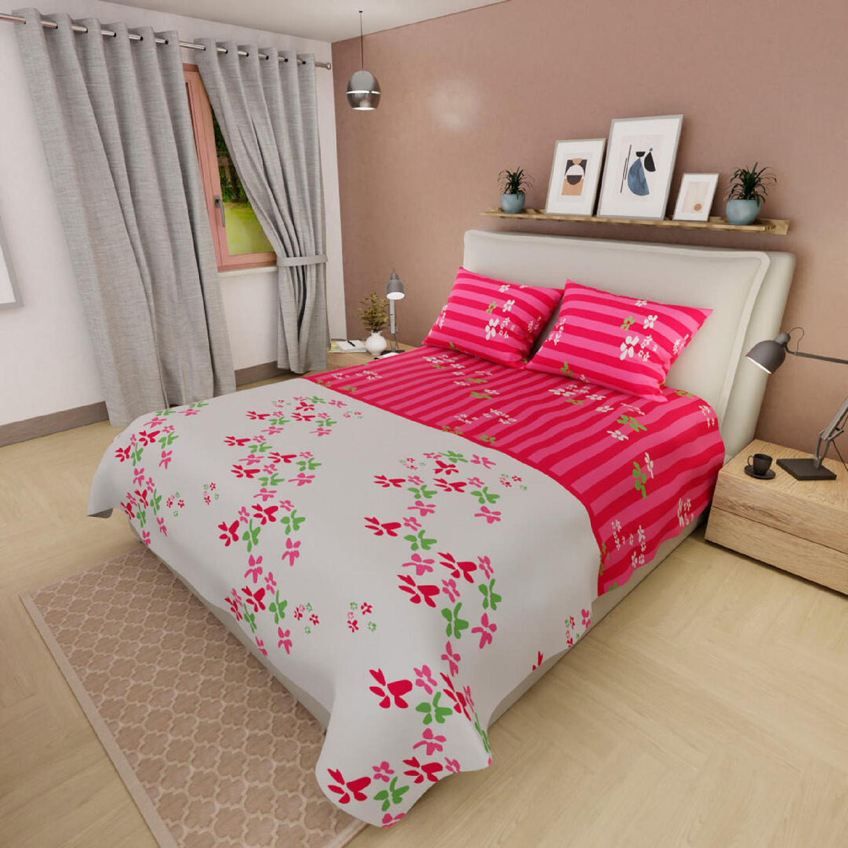 Juego de Sabanas Basic Fucsia Blanco 180 hilos - Sabanas | Bylmo