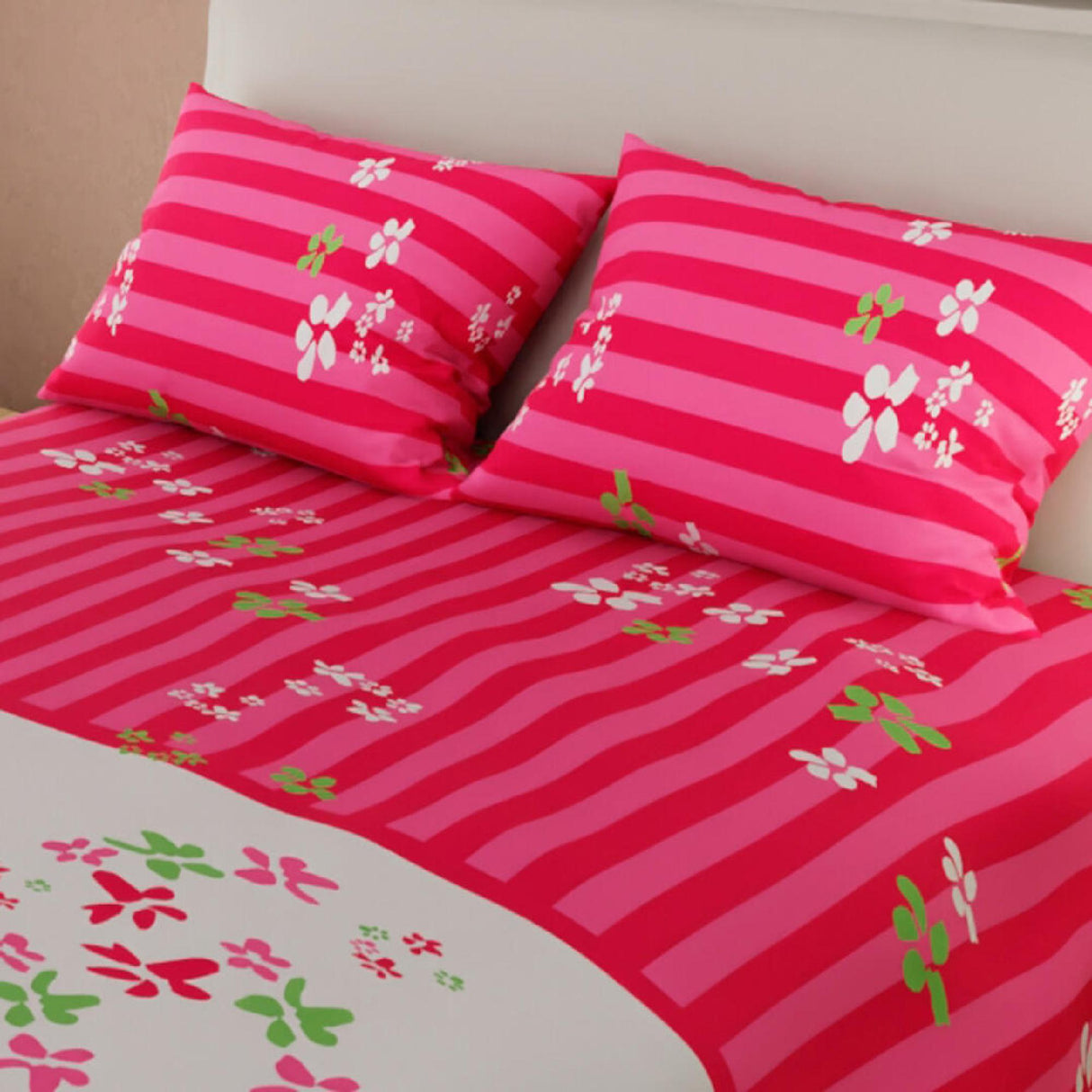 Juego de Sabanas Basic Fucsia Blanco 180 hilos - Sabanas | Bylmo