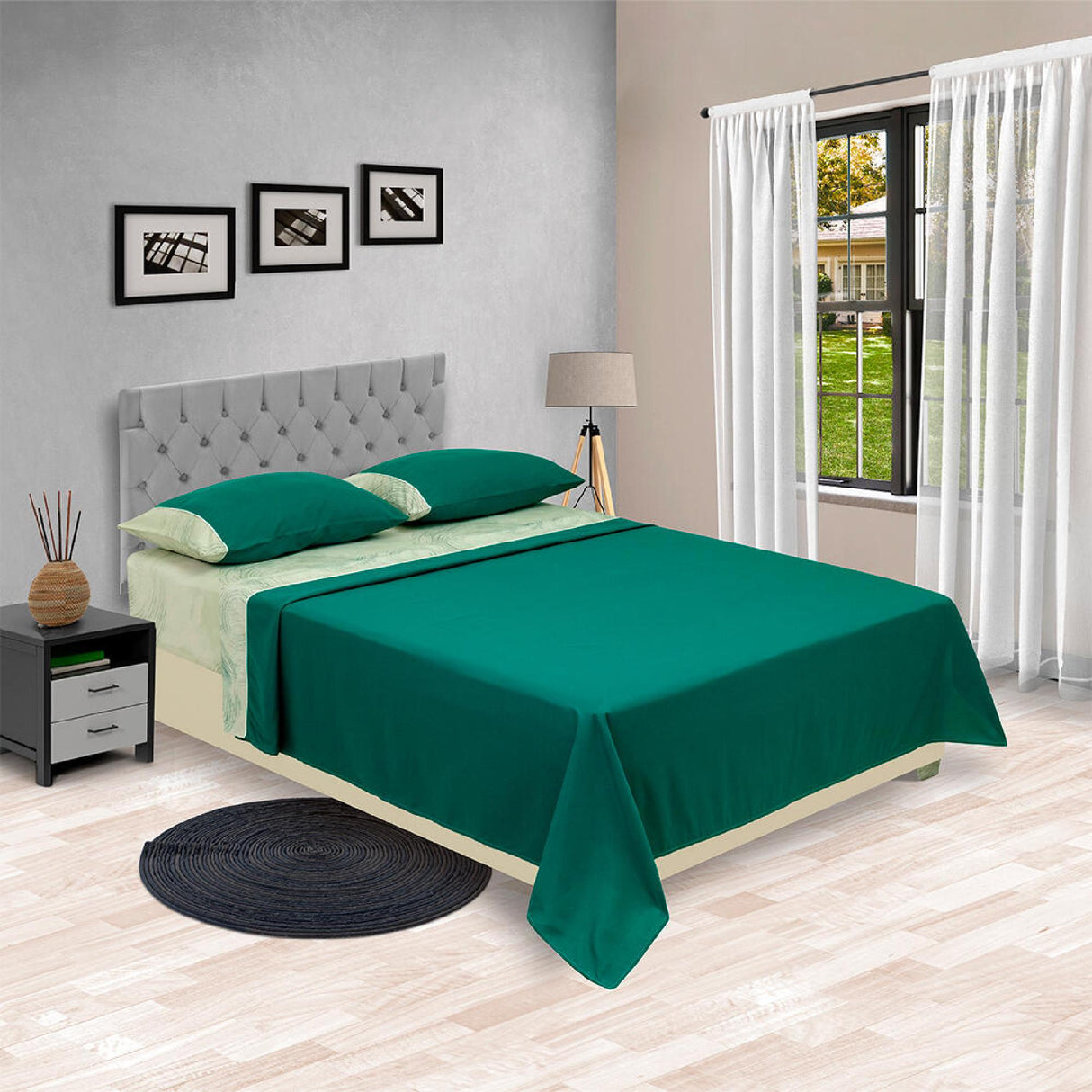 Juego de Sabanas Barcelona 4 piezas Verde Moderno Microfibra Suavizada 85 gsm. - Sabanas | Bylmo