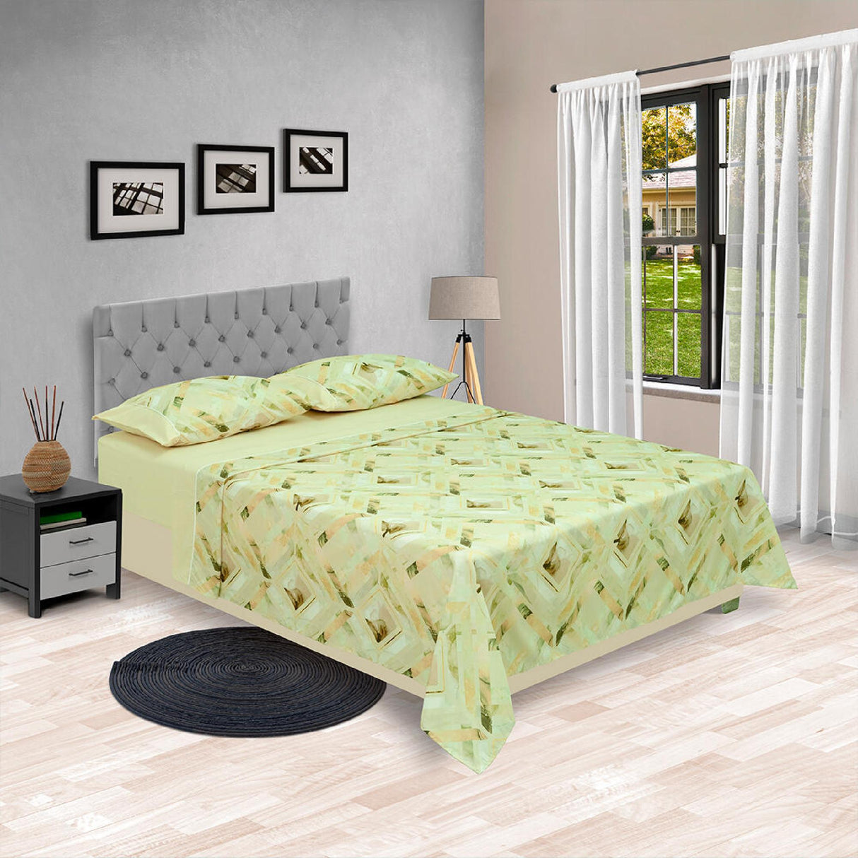 Juego de Sabanas Barcelona Cosmopolita 4 piezas Amarillo Microfibra suavizada - Sabanas | Bylmo