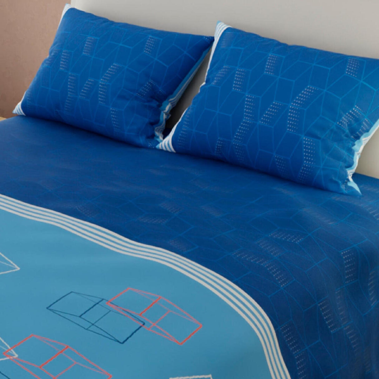 Juego de Sabanas Basic Azul Moderno Doble 140 x 190 cm - Sabanas | Bylmo