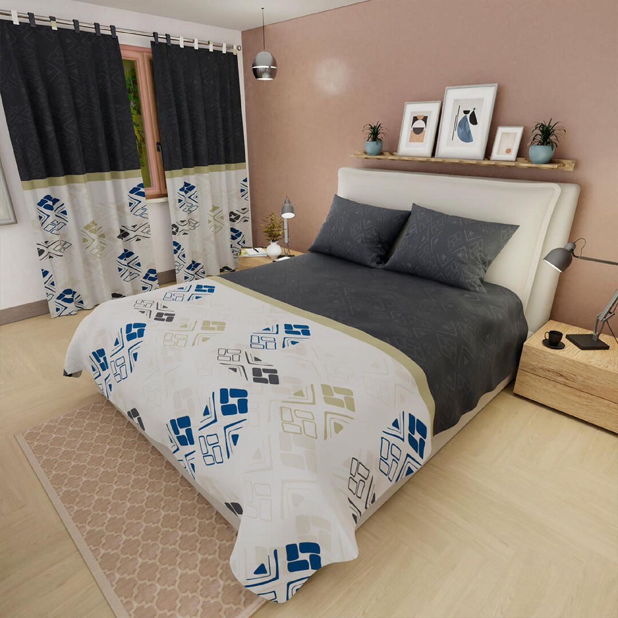 Juego de Sabanas Basic Moderno Negro y Blanco 4 Piezas 140x190cm - Sabanas | Bylmo