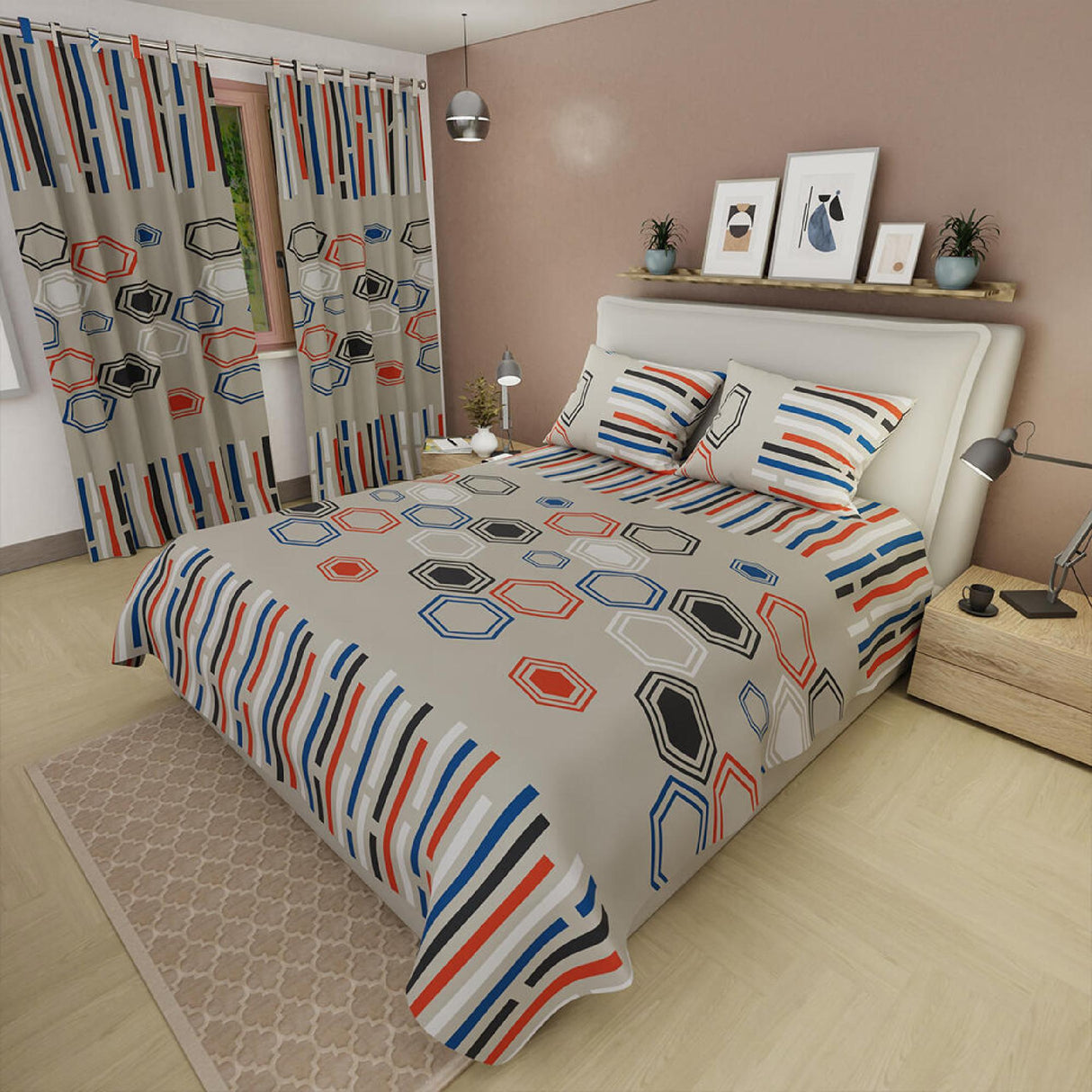 Juego de Sabanas Basic Mod Hexágonos Blanco Hueso 120x190cm - Sabanas | Bylmo