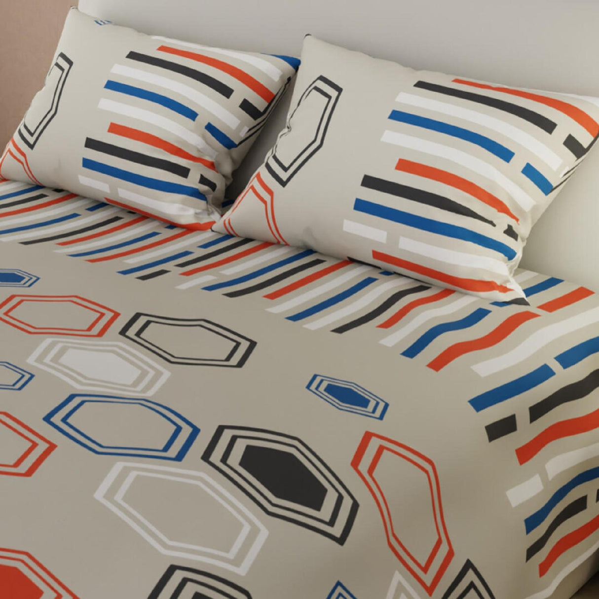 Juego de Sabanas Basic Mod Hexágonos Blanco Hueso 120x190cm - Sabanas | Bylmo