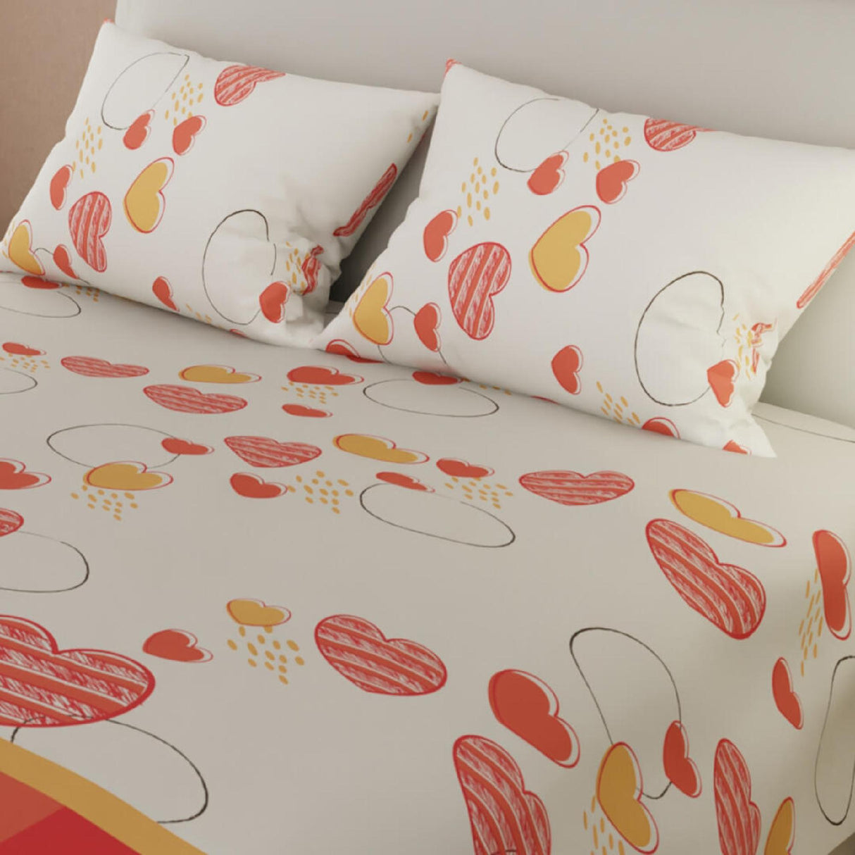 Juego de Sabanas Basic Blanco y Naranja Suavidad y Estilo Moderno. - Sabanas | Bylmo