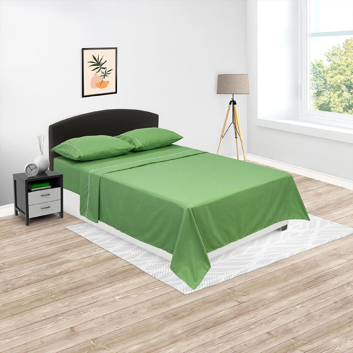 Juego de Sabanas Basic Resortada Verde Limón 4 piezas. - Sabanas | Bylmo